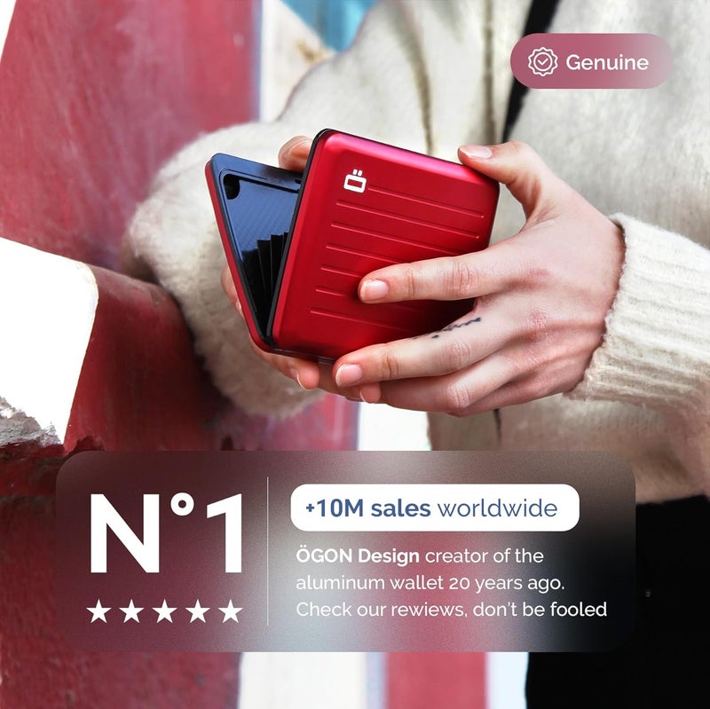 ÖGON -DESIGNS- Aluminum wallet, Large capacity with metal lock, RFID Protection against fraud and demagnetization, Smart Case OSLO Large model - Image 4